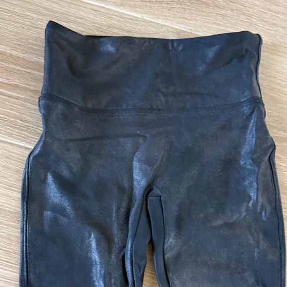 SPANX Black Faux Leather High-Waisted Leggings - Picture 4 of 4